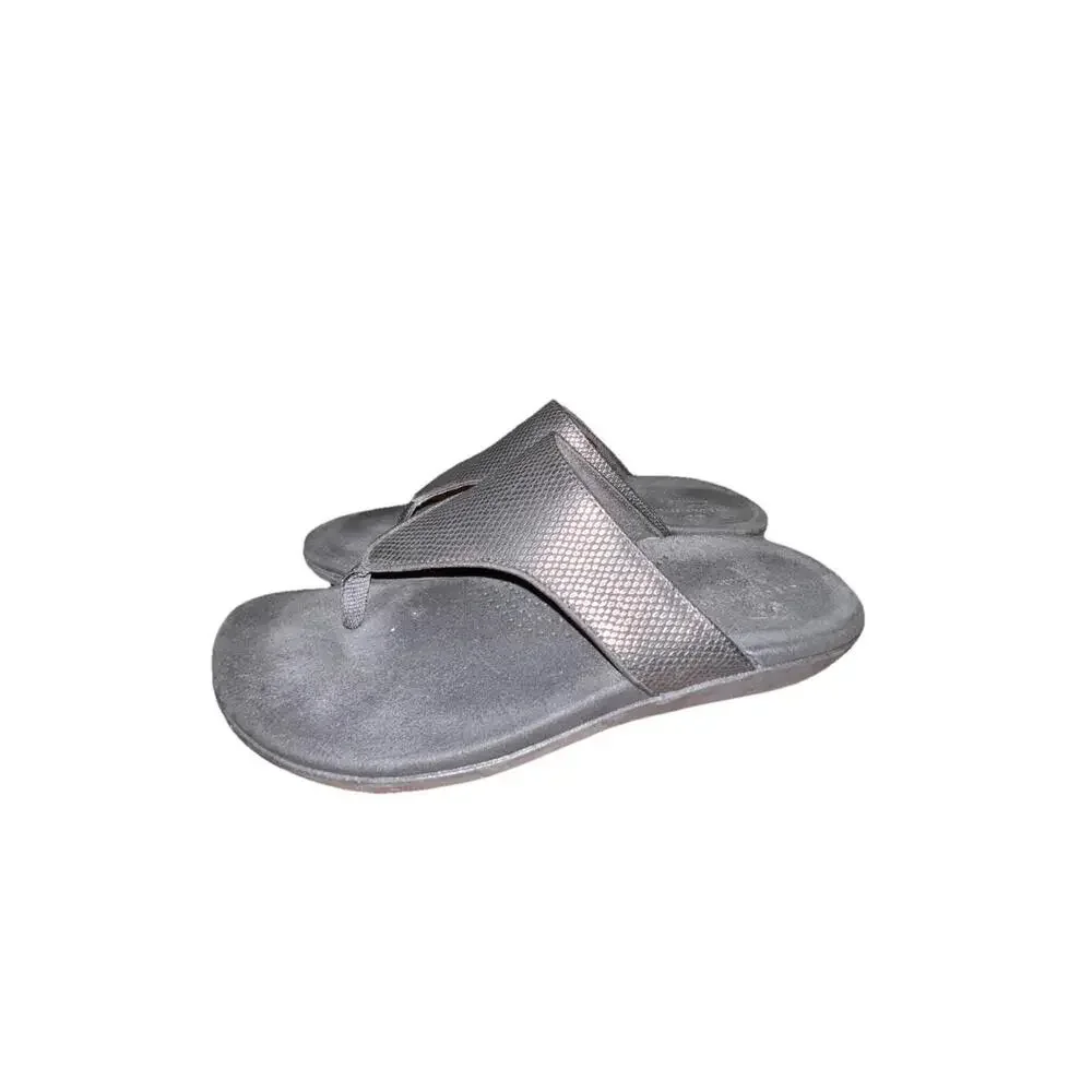 Clarks‎ Women's 8 Brio Vibe Cloudsteppers Black Snake Texture Thong Sandal